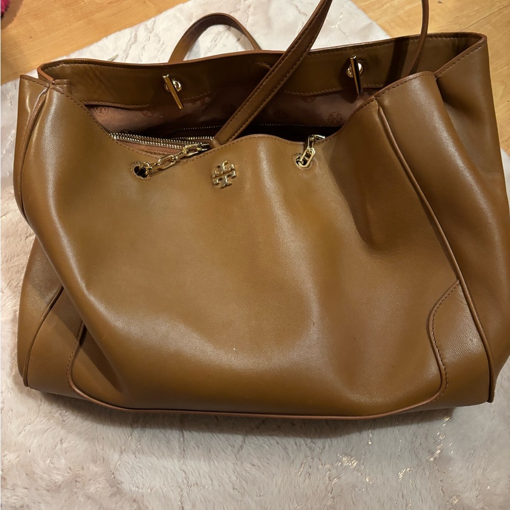 Tory Burch Tan Leather Tote with Gold Details